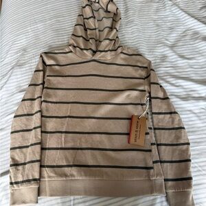 Stitch & Stone Tan and Olive Striped Hoodie Sweater